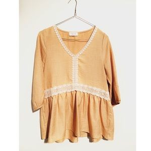 Hope Ave mustard peplum top